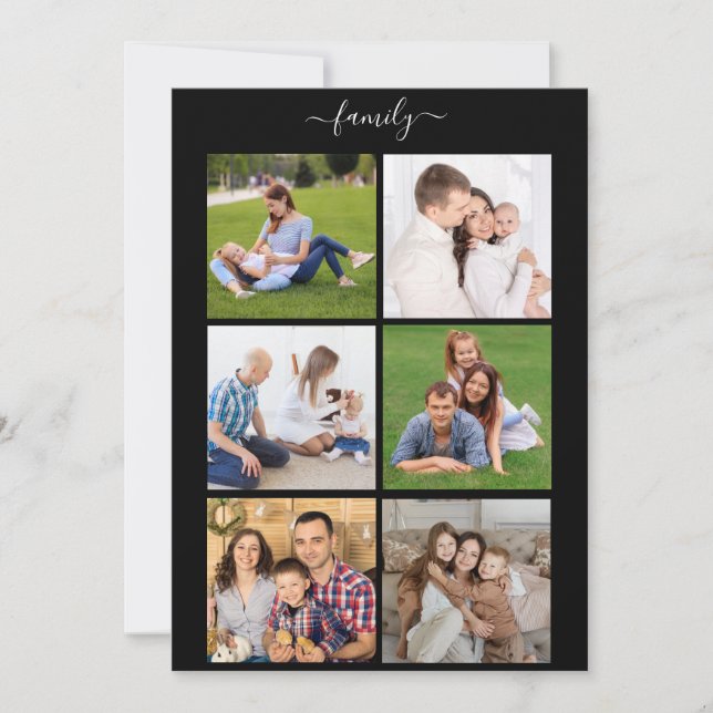 Personalised 6 Photo Collage family, Custom text Holiday Card (Front)