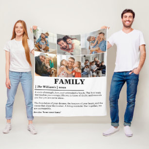 Personalised 6 Photo Collage Family Definition Fleece Blanket
