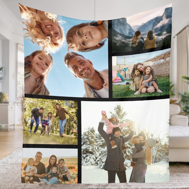 Personalised 6 Photo Collage Fleece Blanket (Creator Uploaded)