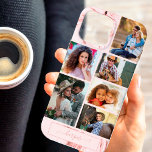 Personalised 6 Photo Collage on Pink Marble Case-Mate iPhone Case<br><div class="desc">Modern photo collage iPhone case which you can personalise with 6 of your favourite photos and your name. The template is set up ready for you to add your photos, working top to bottom in rows. The design has a stylish pink marble background and your name is written in elegant...</div>