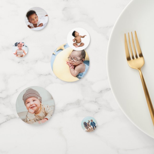 Personalised 6-Photo Custom First Birthday Table Confetti (Group)
