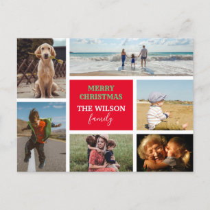 Personalised 6 Photo Family Collage Christmas Holiday Postcard