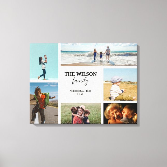 Personalised 6 Photo Family Memories Collage Canvas Print (Front)
