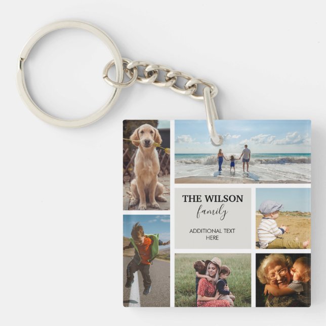 Personalised 6 Photo Family Memories Collage Key Ring (Front)