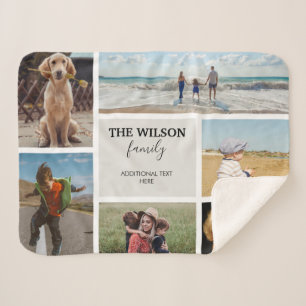 Personalised 6 Photo Family Memories Collage Sherpa Blanket
