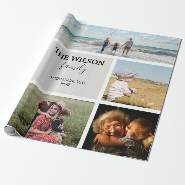 Personalised 6 Photo Family Memories Collage Wrapping Paper (Unrolled)