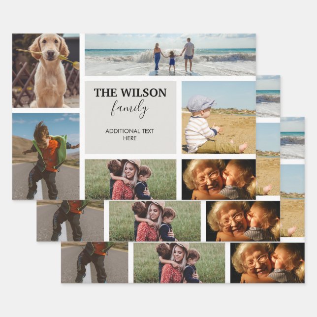 Personalised 6 Photo Family Memories Collage  Wrapping Paper Sheet (Set)