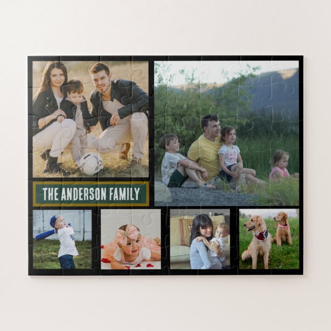 Personalised 6‑Photo Family Name - Gift  Jigsaw Puzzle (Horizontal)