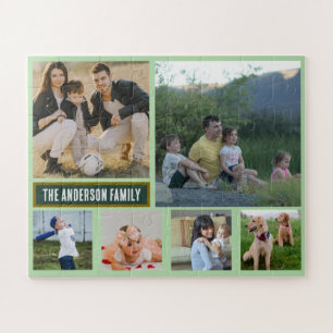 Personalised 6‑Photo Family Name - Gift  Jigsaw Puzzle