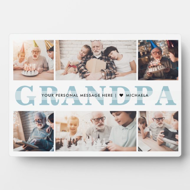 Personalised 6-Photo Grandpa Custom Text Tabletop Plaque (Front)