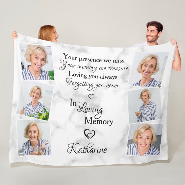  Personalised 6 Photo Memorial In Loving Memory Fleece Blanket (In Situ)