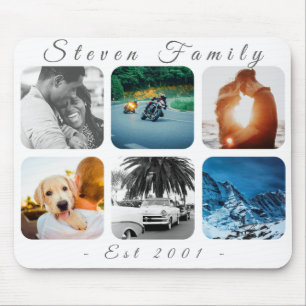 Personalised 6 Photo Name Script Template Mouse Mat