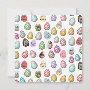 Personalised 6 Photo Pastel Easter Egg Pattern Holiday Card