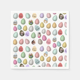 Personalised 6 Photo Pastel Easter Egg Pattern  Napkin