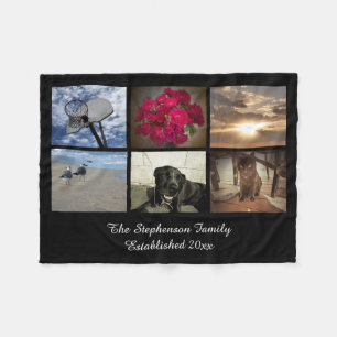 Personalised 6 Photo Text Mosaic Picture Collage Fleece Blanket