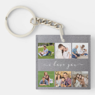 Personalised 6 Photo with custom text  Key Ring