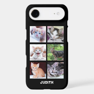 Personalised 6 Square Pet Photo Collage Black