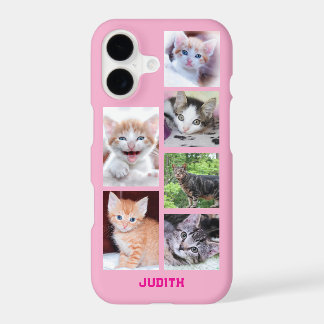 Personalised 6 Square Pet Photo Collage Light Pink