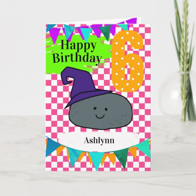 Personalised 6th Birthday Halloween Witch Card (Front)