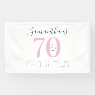 Personalised 70 and fabulous Modern Pink Birthday Banner