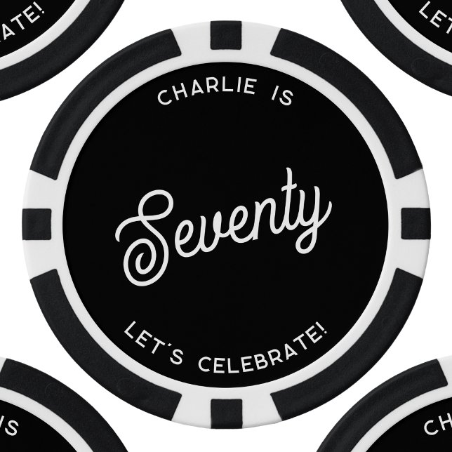 Personalised 70 Seventy Seventieth Birthday Poker Chips (Seventieth 70 birthday personalized poker chip)