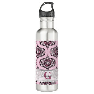 Personalised 70s Dusky Rose Cherry Blossom Mandala 710 Ml Water Bottle