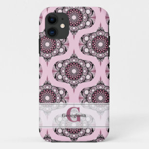 Personalised 70s Dusky Rose Cherry Blossom Mandala iPhone 11 Case
