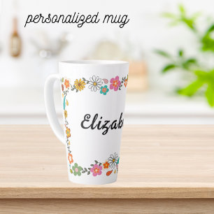 Personalised 70's Flower Themed Large Latte Mug