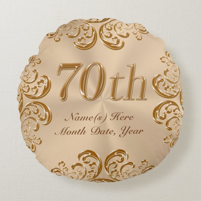 Personalised 70th Anniversary or Birthday Pillow (Front)