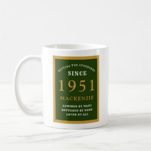 Personalised 70th Birthday 1951 Elegant Green Gold Coffee Mug