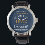 Personalised 70th Birthday 1952 Vintage Blue Gold Watch<br><div class="desc">A personalised unique watch for that special birthday person. Add the name to this vintage retro style design for a custom birthday gift. Easily edit the name and year with the template provided. A wonderful custom birthday gift. More gifts and party supplies for that party celebration available with the "Legendary"...</div>