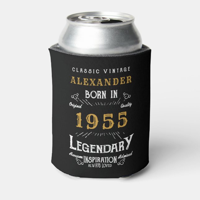 Personalised 70th Birthday Add Name Year Legendary Can Cooler (Can Back)