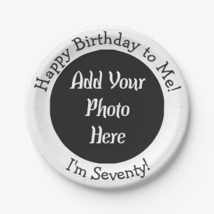 Personalised 70th Birthday Add Photo Paper Plate
