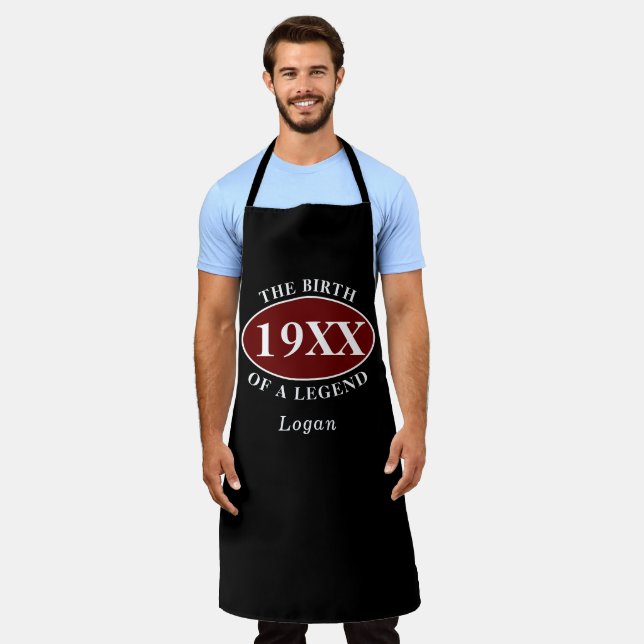 Personalised 70th Birthday Birth Of A Legend Black Apron (Worn)