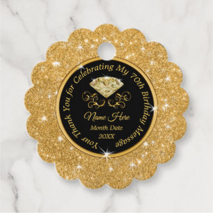 Personalised 70th Birthday Favour Tags or Transfer