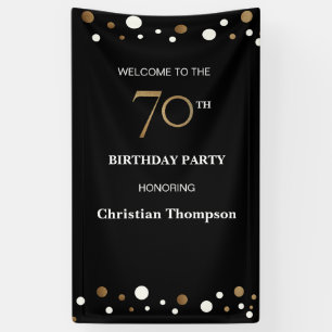 Personalised 70th Birthday Gold and black confetti Banner