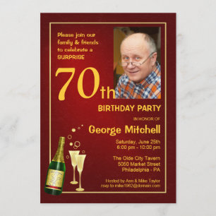 Personalised 70th Birthday Party Photo Invitations