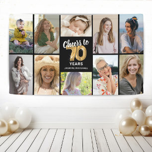 Personalised 70th Birthday Photo Collage Banner