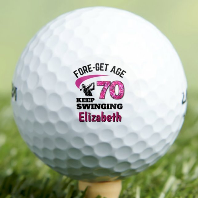 Personalised 70th Birthday – Pink Fore-get Age 70 Golf Balls (Creator Uploaded)
