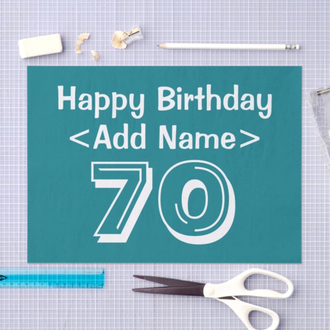 Personalised 70th Birthday Themed Tissue Paper (Craft)