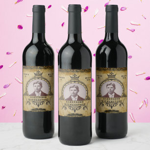 Personalised 70th Birthday Vintage Photo Template Wine Label