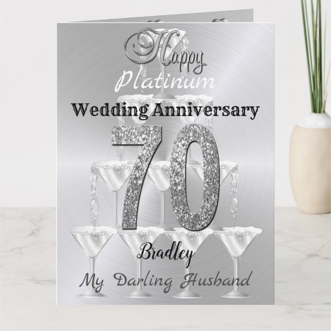 Personalised 70th Platinum Wedding Anniversary Card (Front)