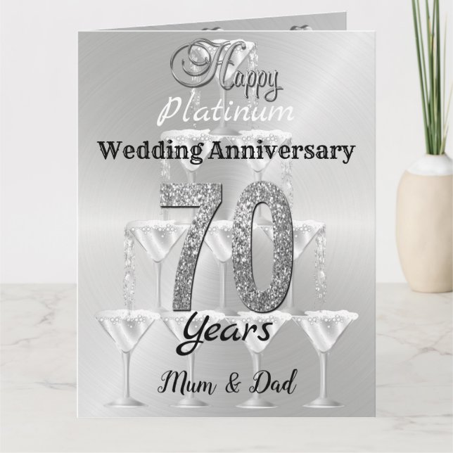 Personalised 70th Platinum Wedding Anniversary  Card (Front)
