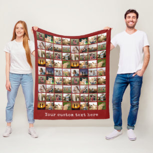 Personalised 72 Photo Collage Fleece Blanket