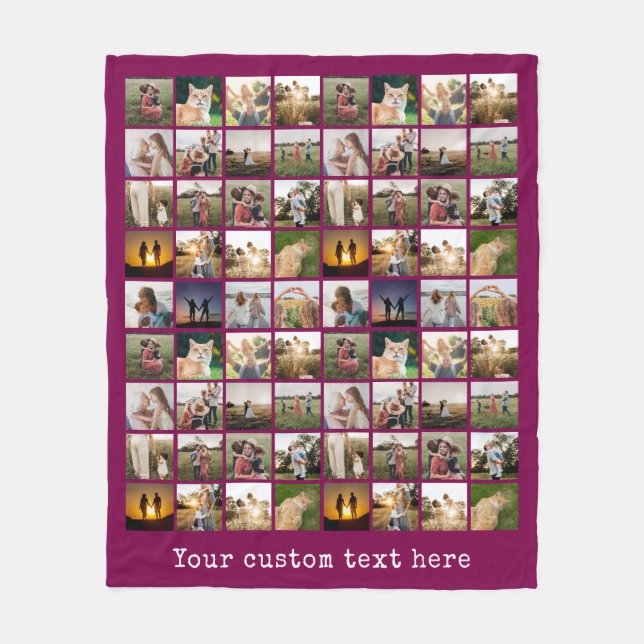 Personalised 72 Photo Collage Fleece Blanket (Front)