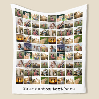 Personalised 72 Photo Collage Fleece Blanket