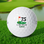 Personalised 75th Birthday Gift for Golfer Golf Balls<br><div class="desc">Celebrate a milestone with a personal touch! These custom golf balls make the perfect 75th birthday gift for any golf lover. Add a name, short message, or fun saying like "And Still on Par" or "Happy Birdie" to create a unique keepsake that’s as special as their big day. Great for...</div>