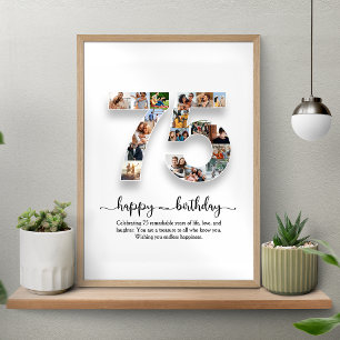 Personalised 75th Birthday Photo Collage Poster