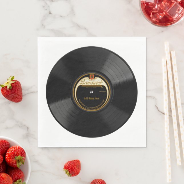 Personalised 78 Vinyl Record Design Paper Napkins (Insitu)