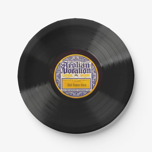 Personalised 78 Vinyl Record Design Paper Plates (Front)